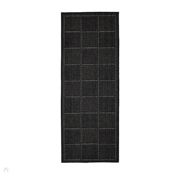 Flatweave Gel Check Black Runner-Melrose-Rug Love - The Most Loved Rug Store